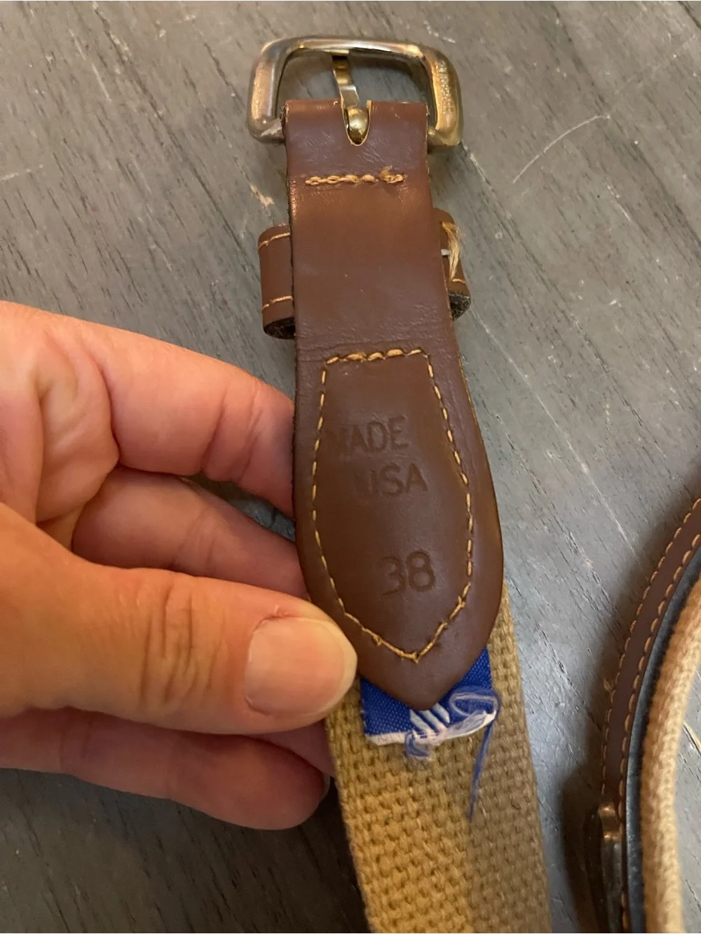 Men's Brown Canvas and Leather Belt